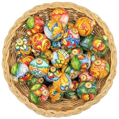 Julbollar i fin keramik av Caltagirone - diameter ca 6,5 cm - olika dekorationer - 