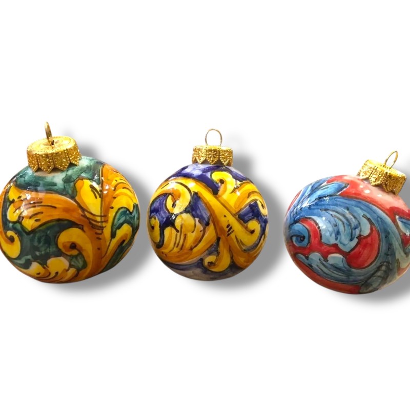 Bola navideña de fina cerámica de Caltagirone, Ø aprox.6,5 cm. (1 pieza) con 6 opciones de decoración - 
