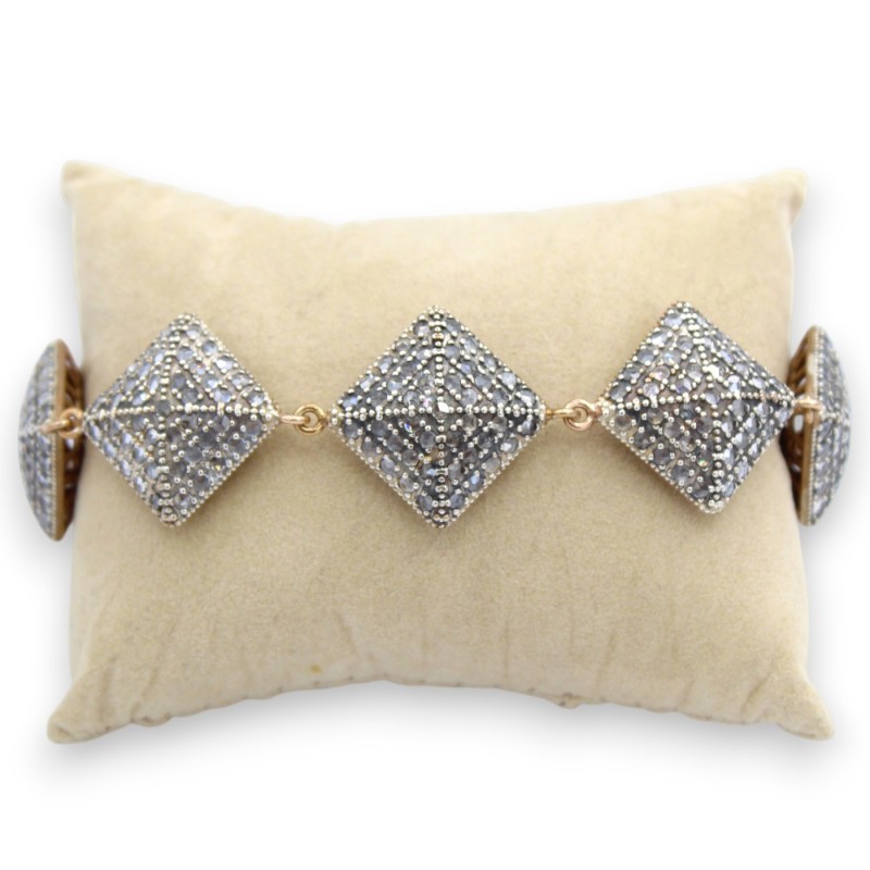Tuscany Silver Bracciale Donna In Argento 925 Placcato Rodio - Pattern Diamantato Cleopatra - 19 Cm - Confezione Regalo - 2