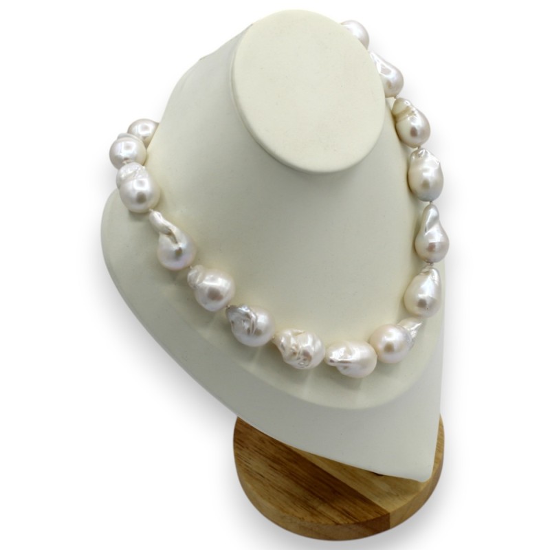 Choker-Halskette mit weißen Scaramazze-Perlen – Länge ca. 45 cm. 925er Silberverschluss - 