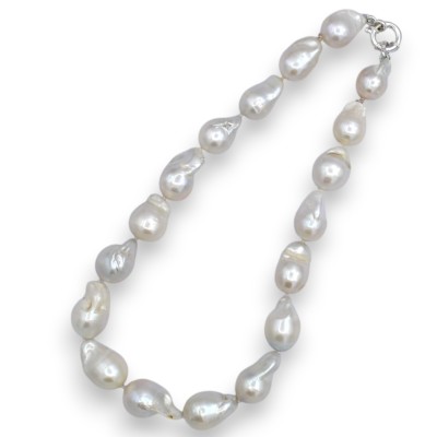 Collier ras du cou avec perles Scaramazze blanches - Longueur environ 45 cm. Fermoir en argent 925 - 
