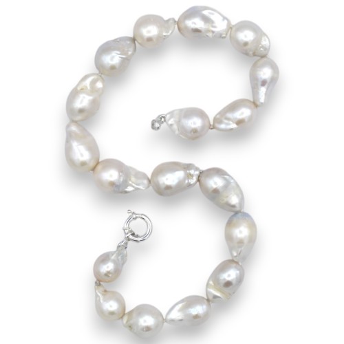 Choker ketting met witte Scaramazze parels - Lengte ca. 45 cm. Sluiting van 925 zilver. - 