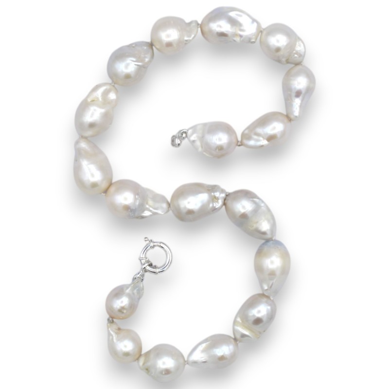 Collier ras du cou avec perles Scaramazze blanches - Longueur environ 45 cm. Fermoir en argent 925 - 