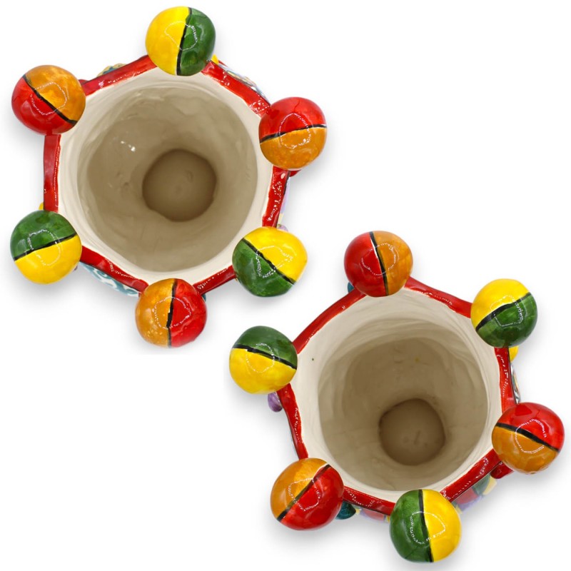 Sicilianska moriska huvuden (1 enhet) ca 35 cm höga. Caltagirone keramik, ÉLITE-serien, flerfärgad, 24k rent guld emalj.