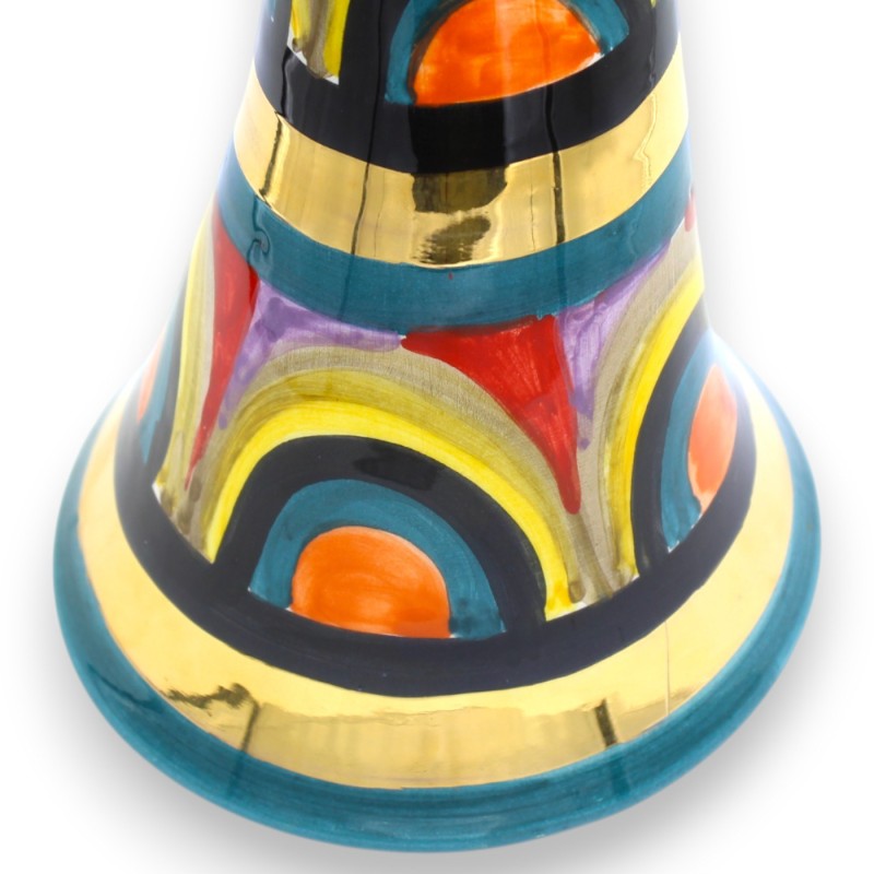 Cuerno de Caltagirone, aprox. 40 x 13 cm. Decoración Misson y esmalte en oro de 24 quilates. - 