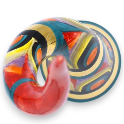 Caltagirone horn, approx. 40 x 13 cm. Misson decoration and 24k gold enamel. - 