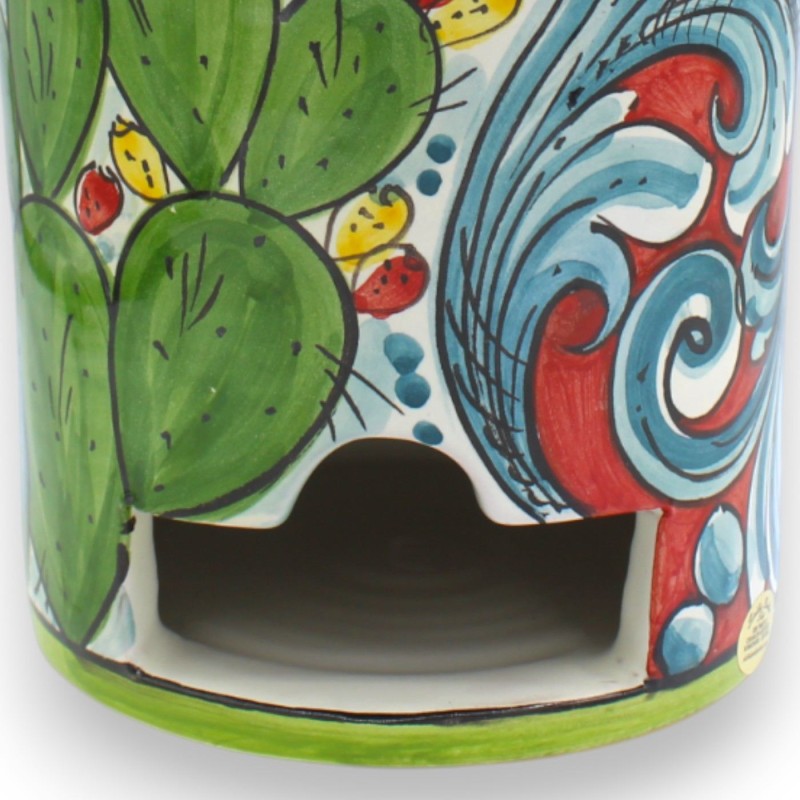 Pojemnik na kapsułki/podkładki, ceramika Caltagirone – wys. 28 x Ø 18 cm ok. Barokowy, wielokolorowy, wielokolorowy - 