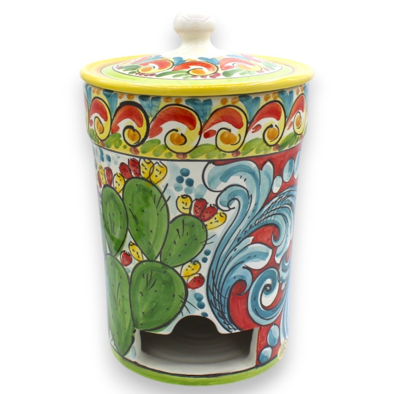 Pojemnik na kapsułki/podkładki, ceramika Caltagirone – wys. 28 x Ø 18 cm ok. Barokowy, wielokolorowy, wielokolorowy - 