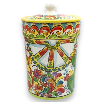 Pojemnik na kapsułki/podkładki, ceramika Caltagirone – wys. 28 x Ø 18 cm ok. Barokowy, wielokolorowy, wielokolorowy - 