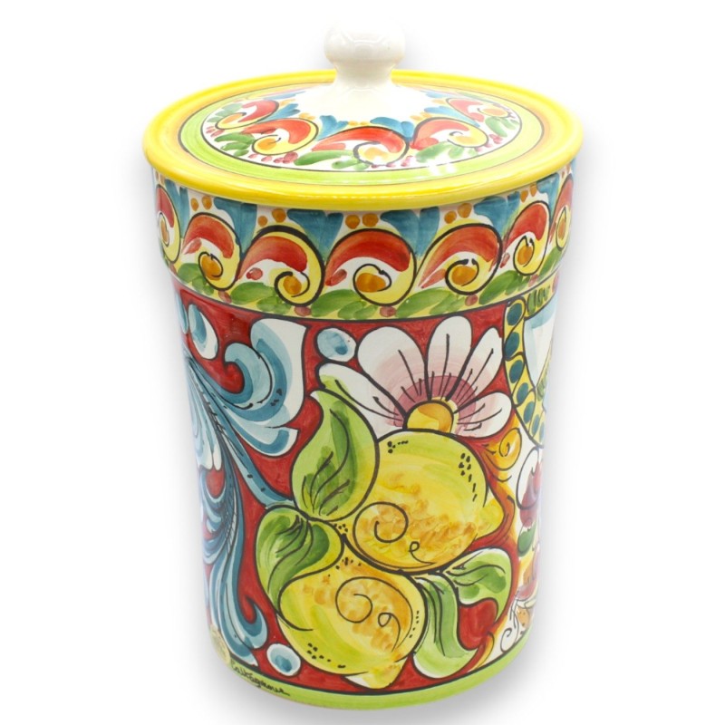 Pojemnik na kapsułki/podkładki, ceramika Caltagirone – wys. 28 x Ø 18 cm ok. Barokowy, wielokolorowy, wielokolorowy - 