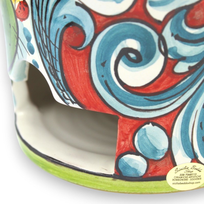 Pojemnik na kapsułki/podkładki, ceramika Caltagirone – wys. 28 x Ø 18 cm ok. Barokowy, wielokolorowy, wielokolorowy - 