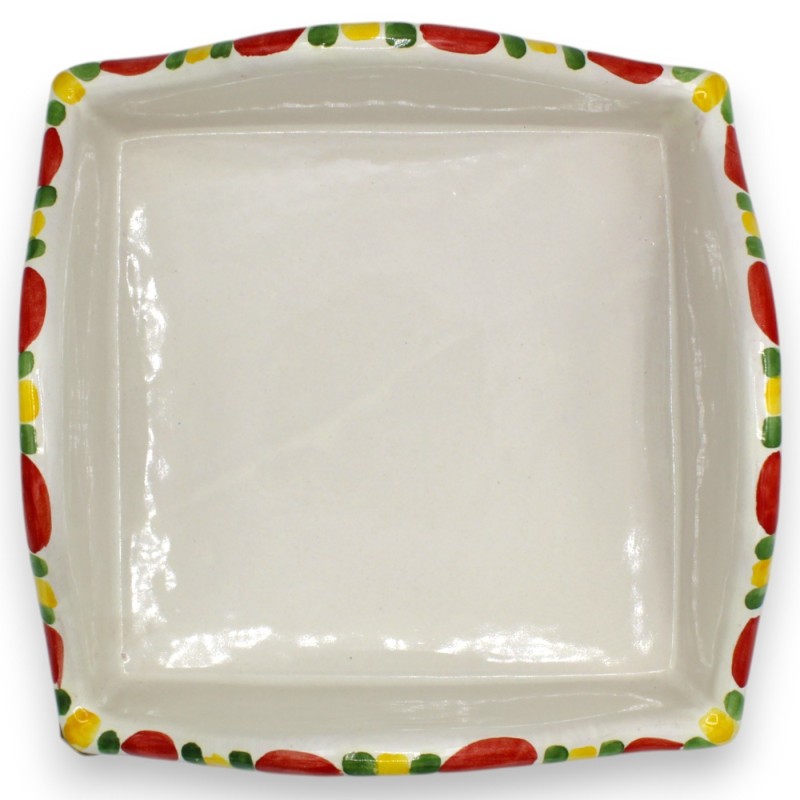 Porta tovaglioli, ceramica Caltagirone, L 20 x 20 x h 9 cm ca. Decoro Ficodindia, Ruota Carretto e Limoni - 