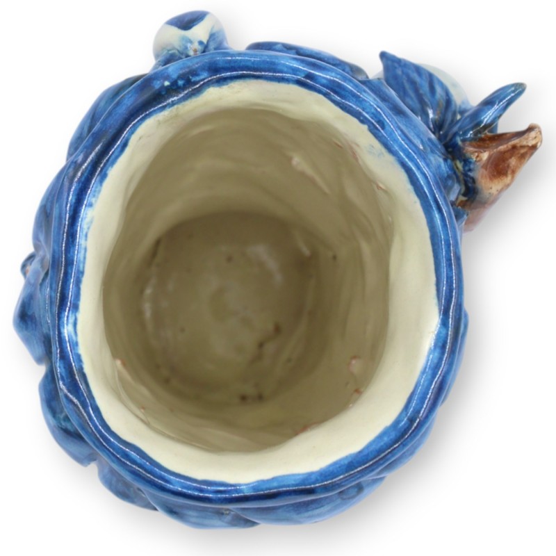Cabezas de mujer sicilianas, de aprox. 15 cm de altura. Azul antiguo, con turbante y aplique de limón. - 