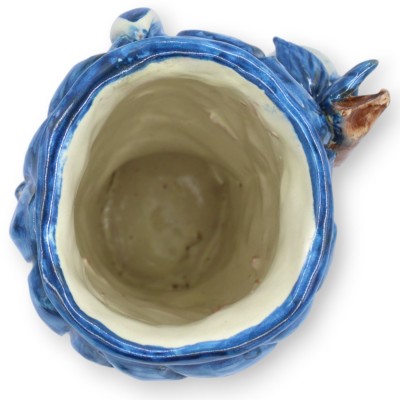 Cabezas de mujer sicilianas, de aprox. 15 cm de altura. Azul antiguo, con turbante y aplique de limón. - 