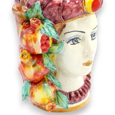 Têtes de femmes siciliennes, environ 15 cm de haut, avec turban et appliques de grenade