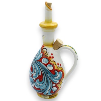 Olieflacon, Caltagirone keramiek, ca. h 24 x 11,5 x 9 cm (1 stuk). Decoratie en kleur willekeurig.