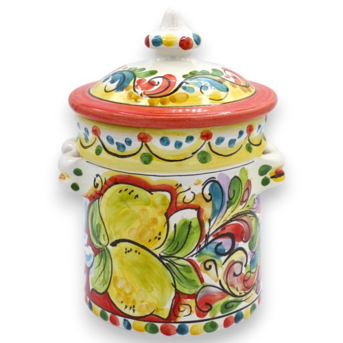 Großes Gefäß mit Deckel, Caltagirone-Keramik, ca. 18 x 12...