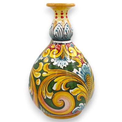 Flaschenvase, Caltagirone-Keramik - H. ca. 30 cm. Mehrfarbiges Barockdekor MD3