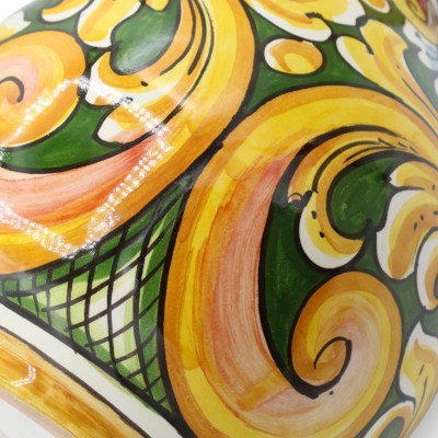 Flaschenvase, Caltagirone-Keramik - H. ca. 30 cm. Mehrfarbiges Barockdekor MD3