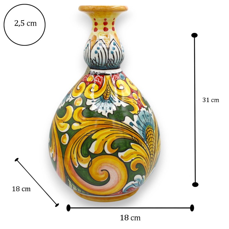 Flaschenvase, Caltagirone-Keramik -...