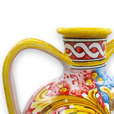 Vaso Quartara, h 35 x 25 cm ca. ceramica Caltagirone, decoro Carretto Siciliano
