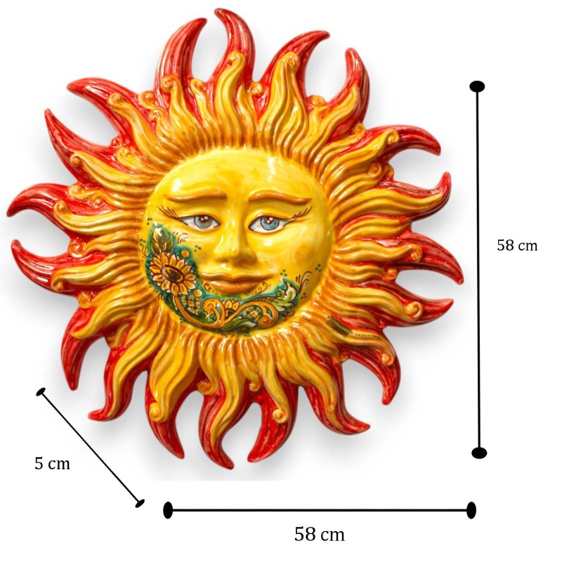 Giant Caltagirone ceramic sun - Ø 58...