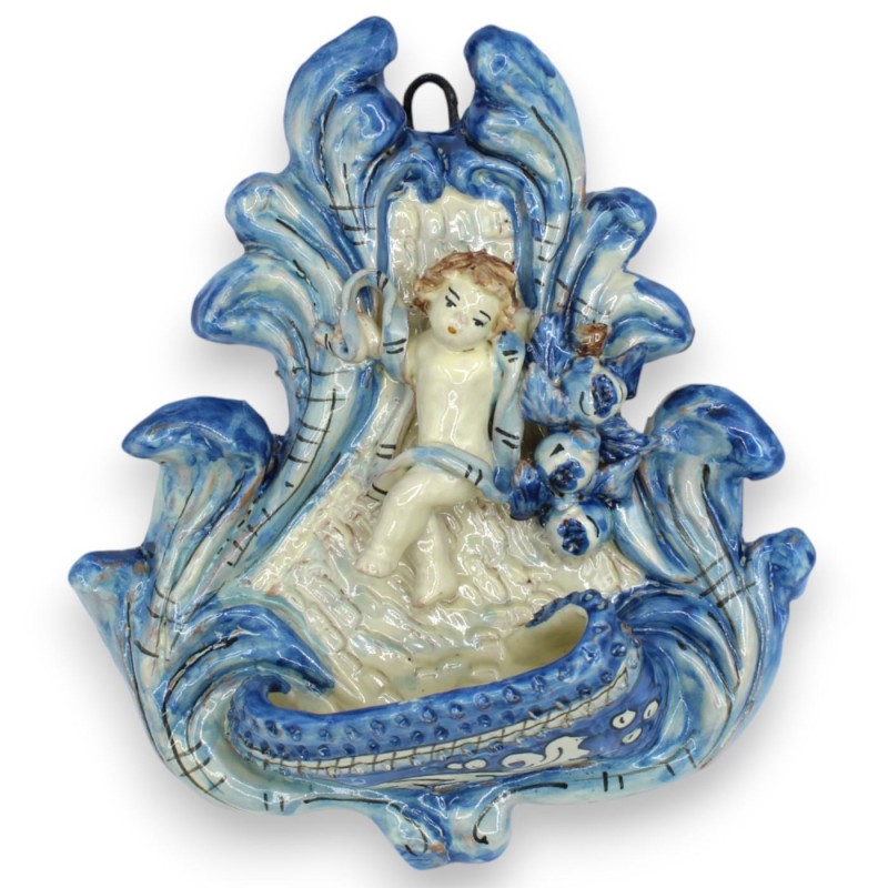 Acquasantiera barocca in ceramica...