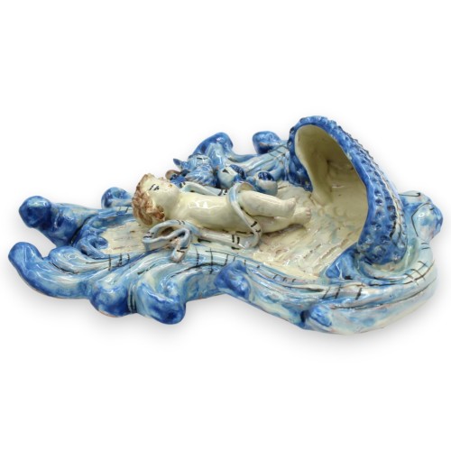 Barockes Weihwasserbecken aus Caltagirone-Keramik – ca.... 2