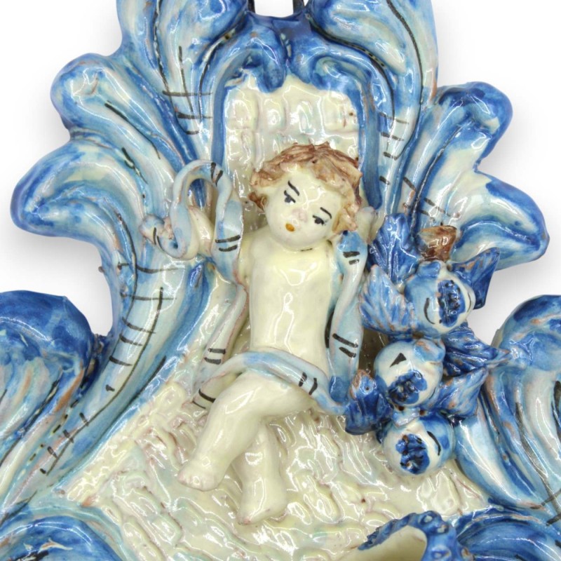 Acquasantiera barocca in ceramica...