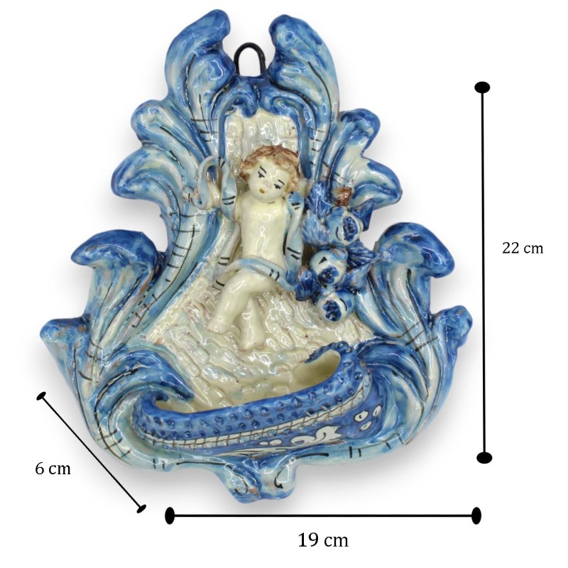 Acquasantiera barocca in ceramica...