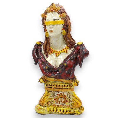 LA FORTUNA - Busto della Dea Bendata su Base barocca, h 27 x 14 cm ca. Bordeaux