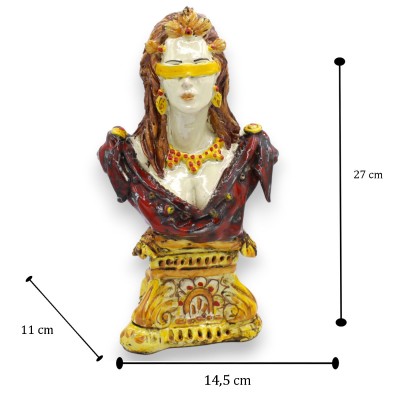 LA FORTUNA - Busto della Dea Bendata su Base barocca, h 27 x 14 cm ca. Bordeaux