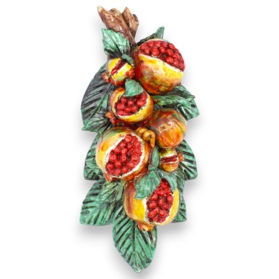 Hanging bundle of pomegranates, in Caltagirone ceramic - h 32 x 14 x 10 cm approx.