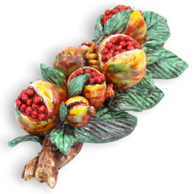 Hanging bundle of pomegranates, in Caltagirone ceramic - h 32 x 14 x 10 cm approx.