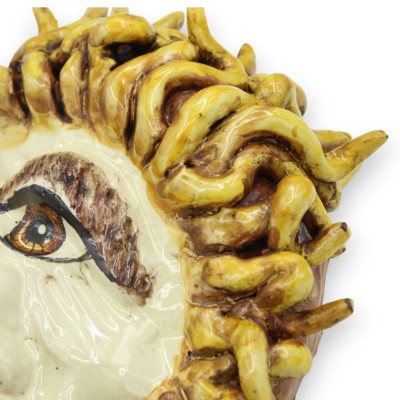 Masque de Polyphème, figure mythologique, environ 30 x 20 cm, avec applications, céramique de Caltagirone