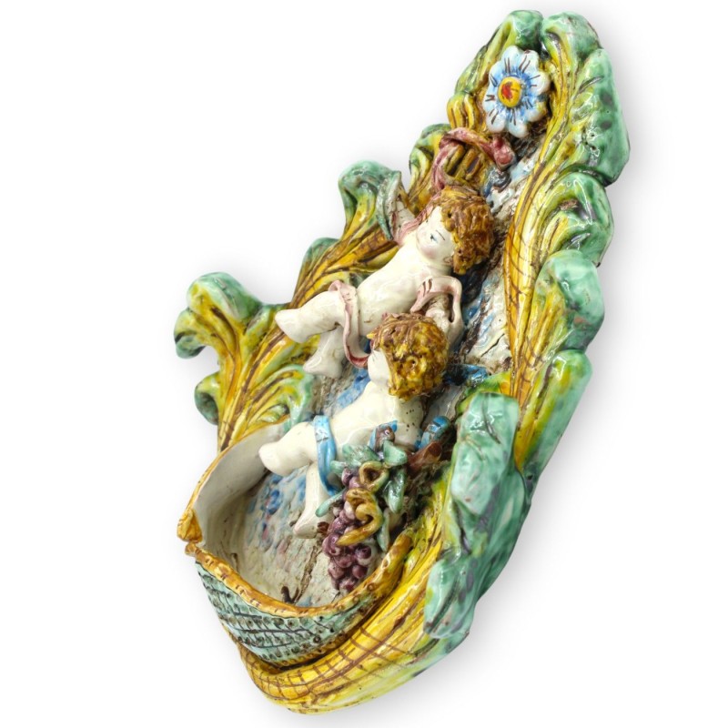 Acquasantiera barocca in ceramica...