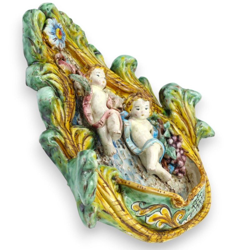 Acquasantiera barocca in ceramica...