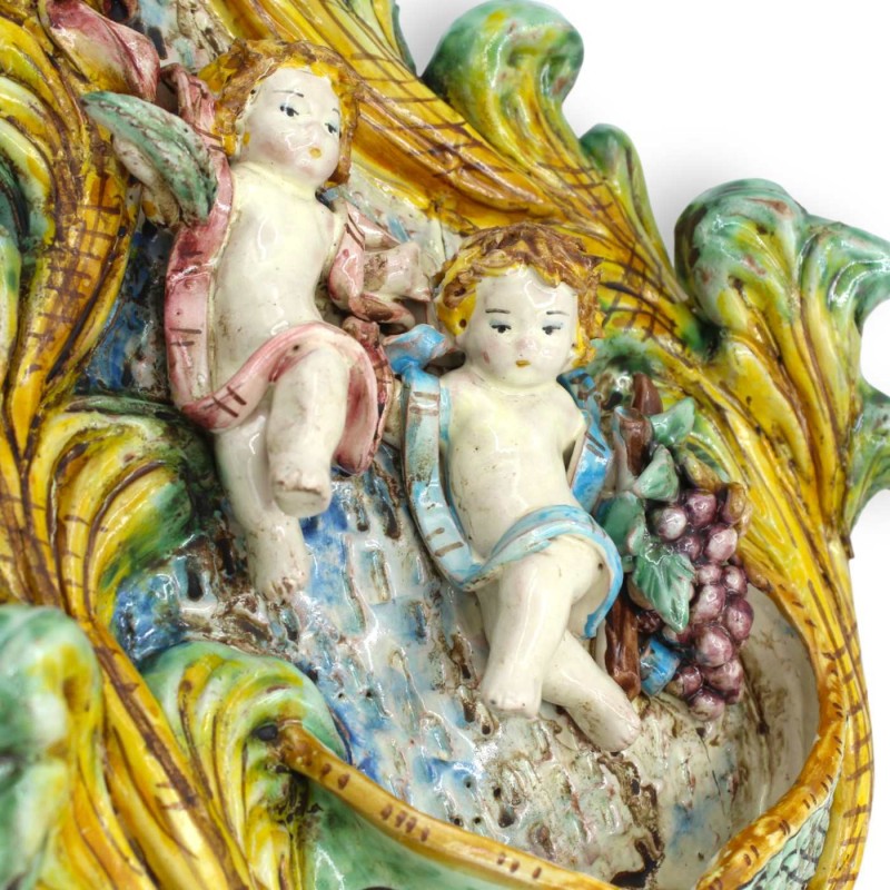 Acquasantiera barocca in ceramica...