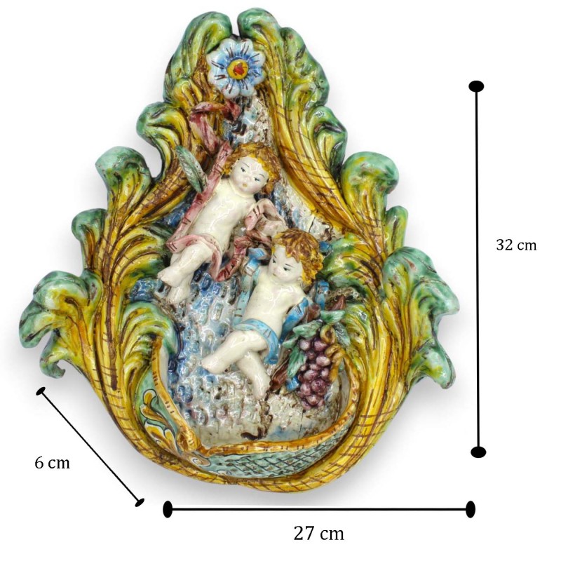 Acquasantiera barocca in ceramica...