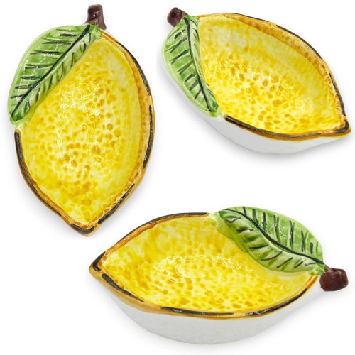 Zitronenförmige Schale aus Caltagirone-Keramik, L ca. 12...