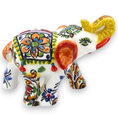 Szczęśliwy słoń, ceramika Caltagirone, 2 rozmiary (1 sztuka), losowa dekoracja sycylijskiego wozu