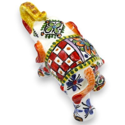 Geluksolifant, Caltagirone keramiek, 2 maten (1 stuk) willekeurige Siciliaanse kardecoratie