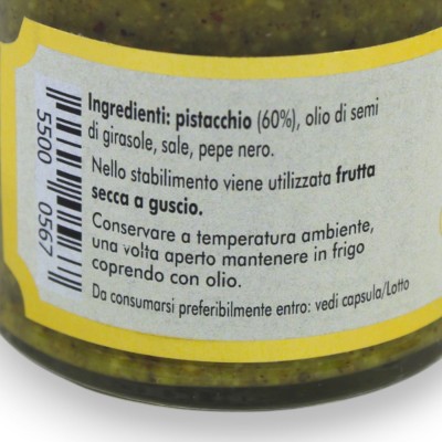 Pesto di Pistacchio Siciliano, SENZA GLUTINE, due opzioni misura (1Unità)