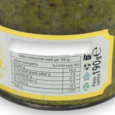 Pesto di Pistacchio Siciliano, SENZA GLUTINE, due opzioni misura (1Unità)