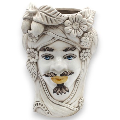 Caltagirone hedens huvud, man, antikvitetsvit h 28 cm ca.