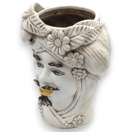 Testa di Moro Caltagirone, Uomo, Bianco Antico h 28 cm ca. 2