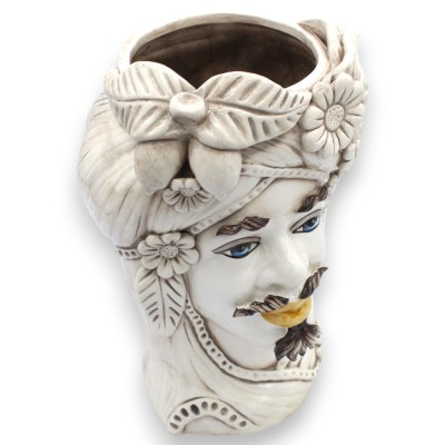 Caltagirone hedens huvud, man, antikvitetsvit h 28 cm ca.