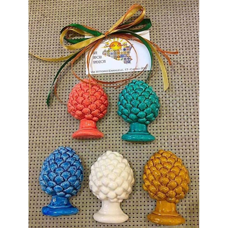 Sicilian keramische pine magnet bommenwerper met sprookjes sluier en 5 confetti - 