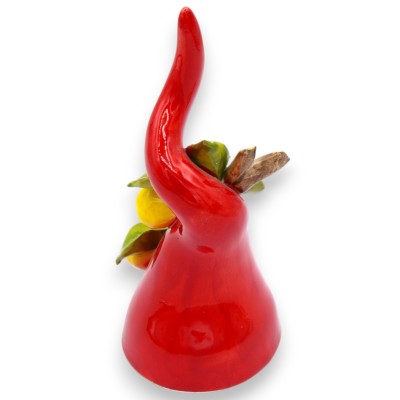 Chifre da sorte para ser colocado sobre uma mesa, feito de cerâmica fina - aproximadamente 14 x 6 cm de altura, com decorações d