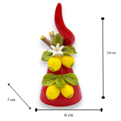Good luck horn to be placed on a table, made of fine ceramic - approx. 14 x 6 cm high, with lemon and orange blossom decorations